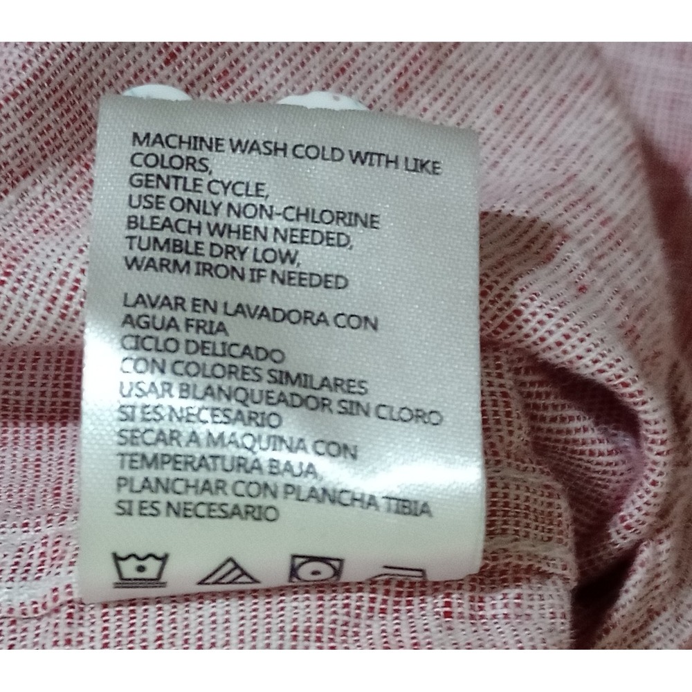 Weatherproof Vintage Mens XL Pink Washable Linen Cotton Short Sleeve Shirt - Picture 4 of 6